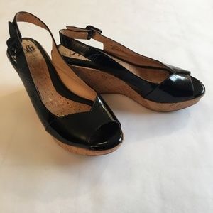Sofft NWOT Patent Leather Black Slingback wedges